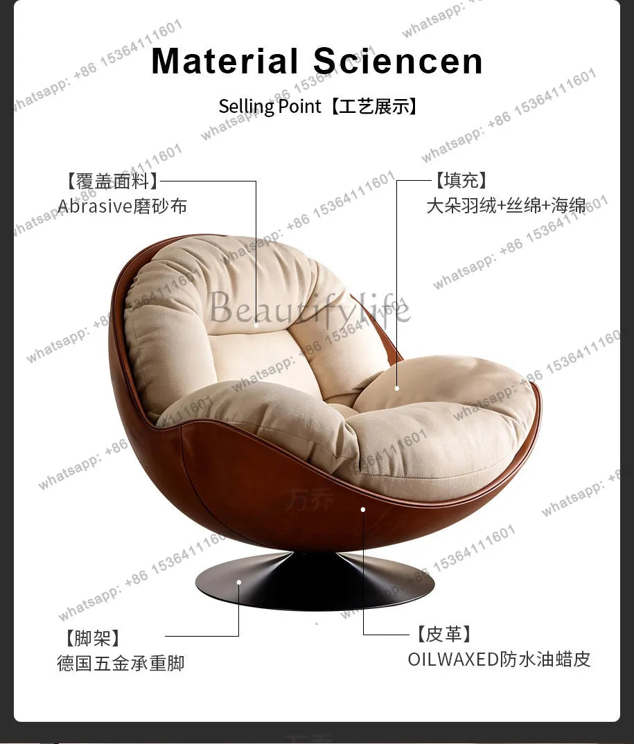 XX Light Luxury Modern Leisure Swivel Chair, Nordic Recliner Advanced Lazy