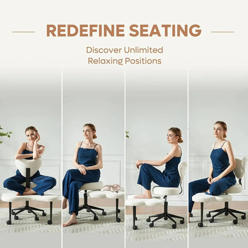JB Cross Leg Chair - Meditation Chair With Wheels, ADHD Chair, Height Adjustable Seat, Adjustable Footstool
