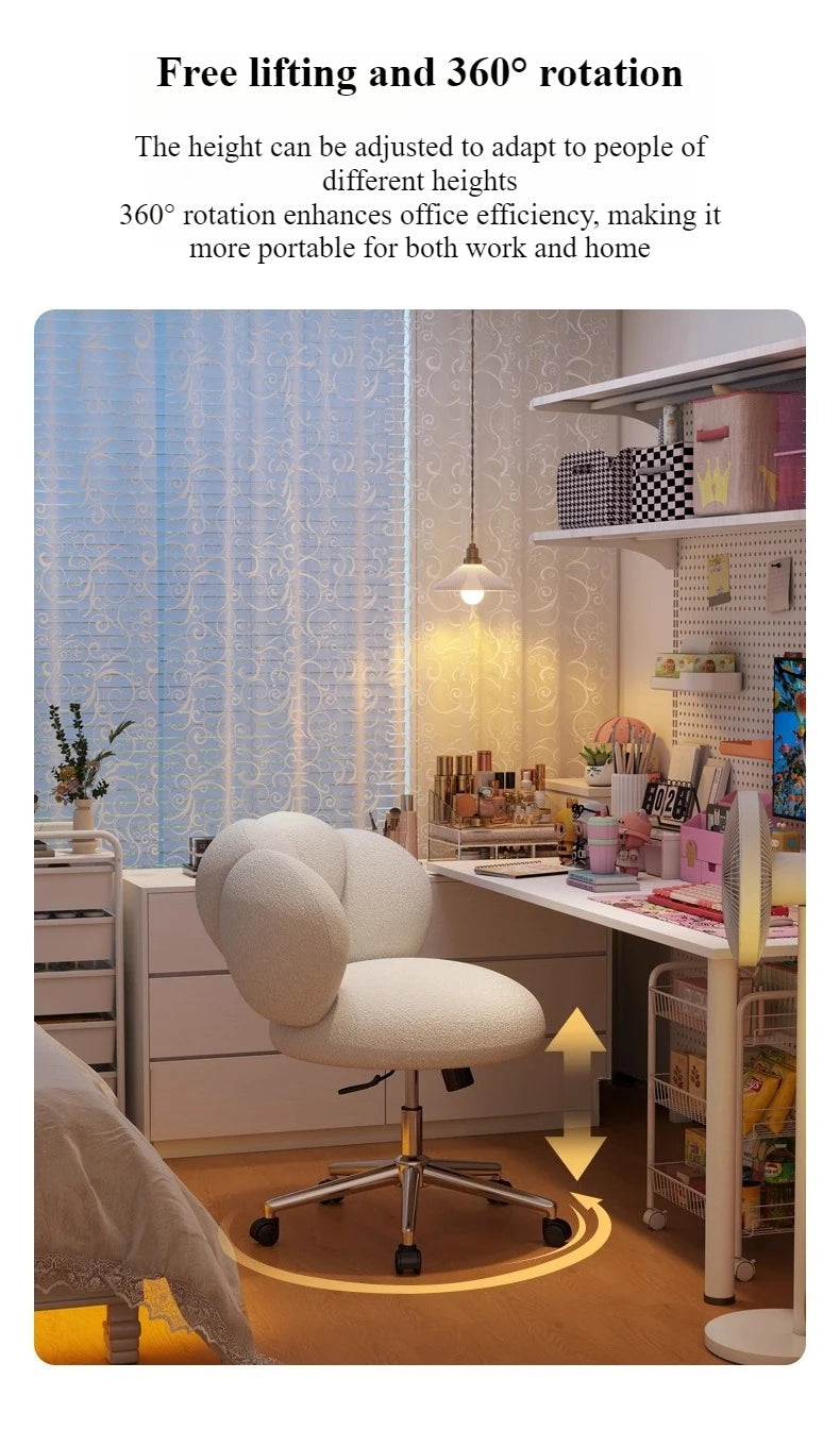 Cream Wind Living Room Chairs Furniture Dressing Stool Rotatable Chair Lamb Wool Small Internet Celebrity Stool Computer Stool