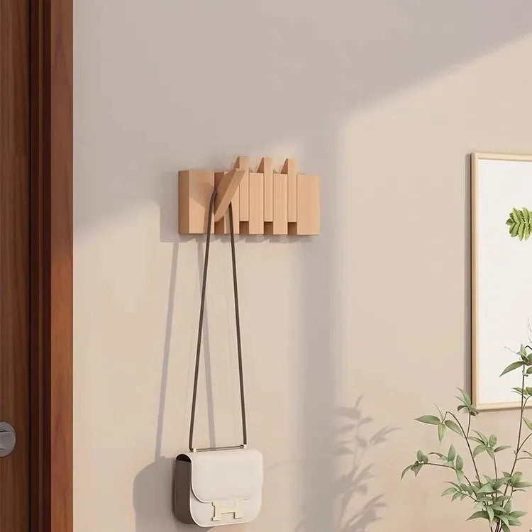 Light Luxury Living Room Wall Clothes Rack Wall-mounted Clothes Hanger Solid Wood Shelves Storage Home Organization and Storage
