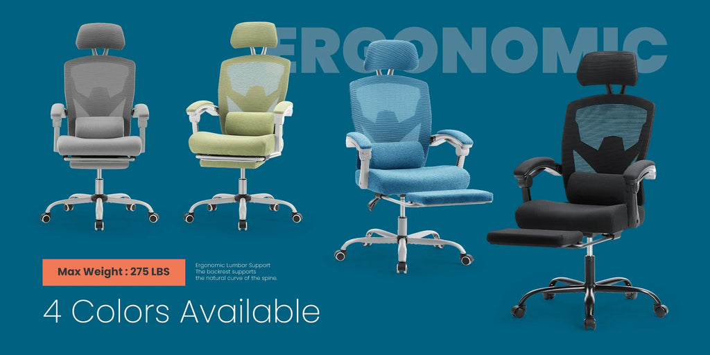 MCQ High Back Ergonomic Reclining Gaming Office Chair with Lumbar Support Pillow Mesh Swivel Rolling Rocking Computer Desk Chair