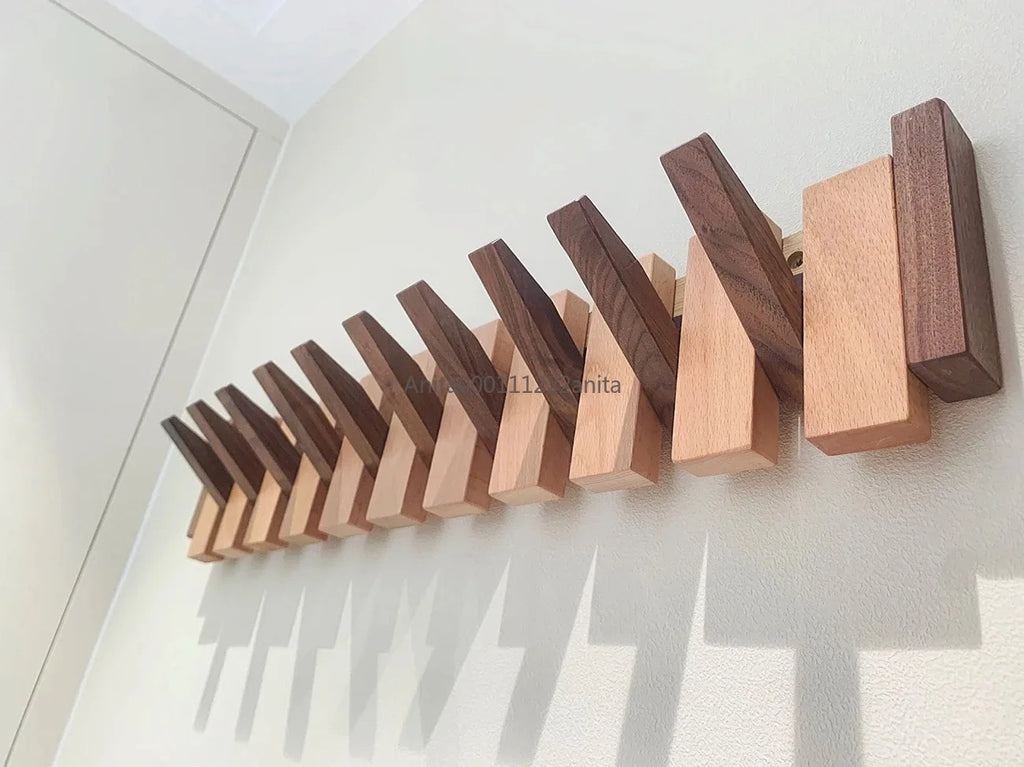 Solid Wood Door Back Coat Hooks Entrance Rack No Drilling Wall Mounted Clothes Hanger for Home Decor