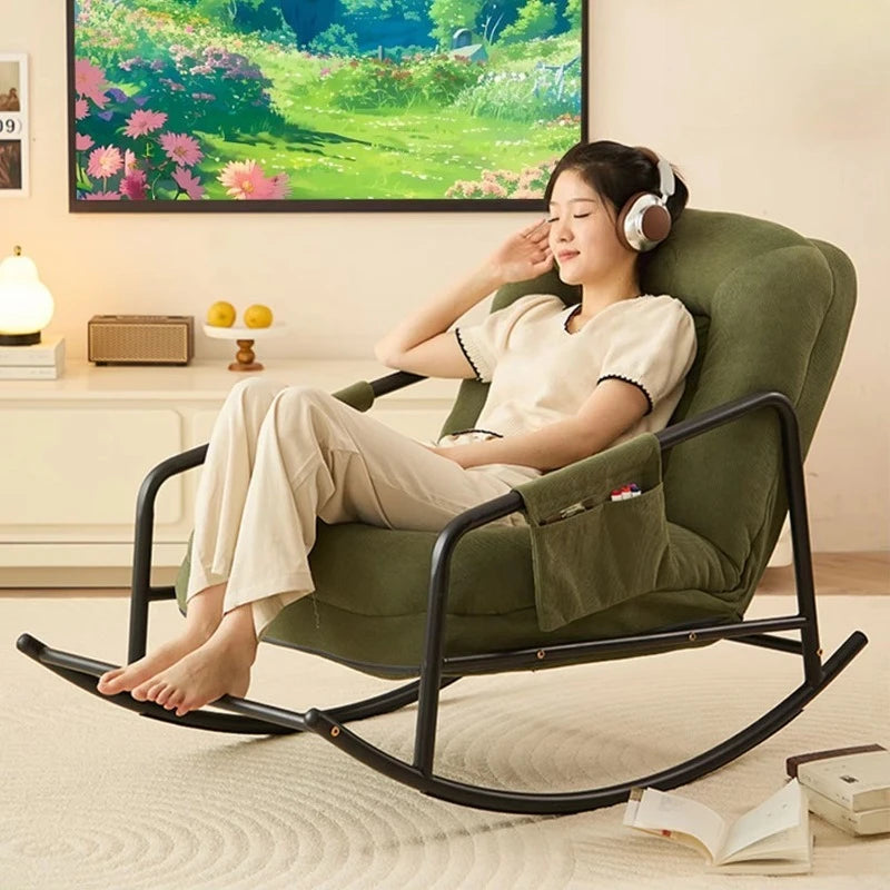 Apartment rocking chair Modern living room Single sofa chair, fabric casual home