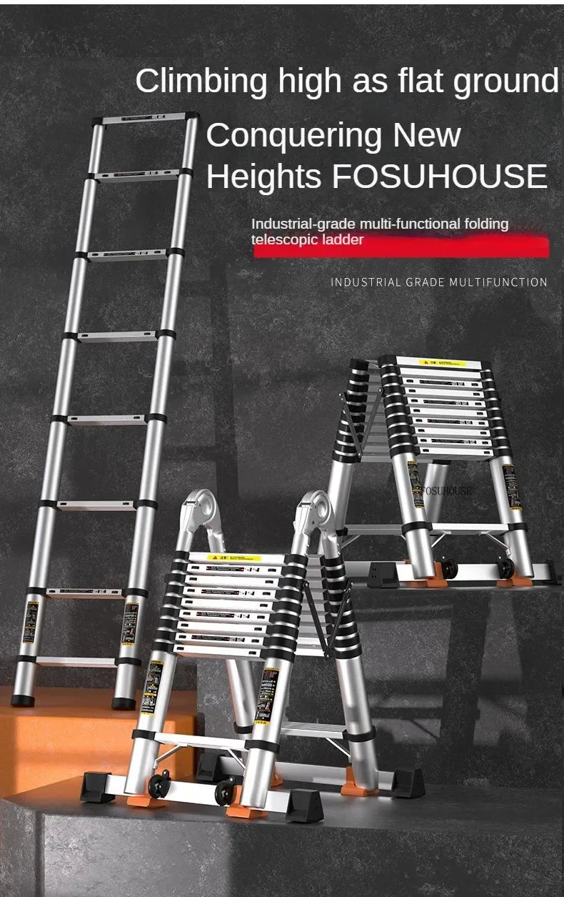 Folding Ladder for Construction Site Metal Telescopic Modern Thickened Ladders Creative Multifunctional Step Ladders for Home G