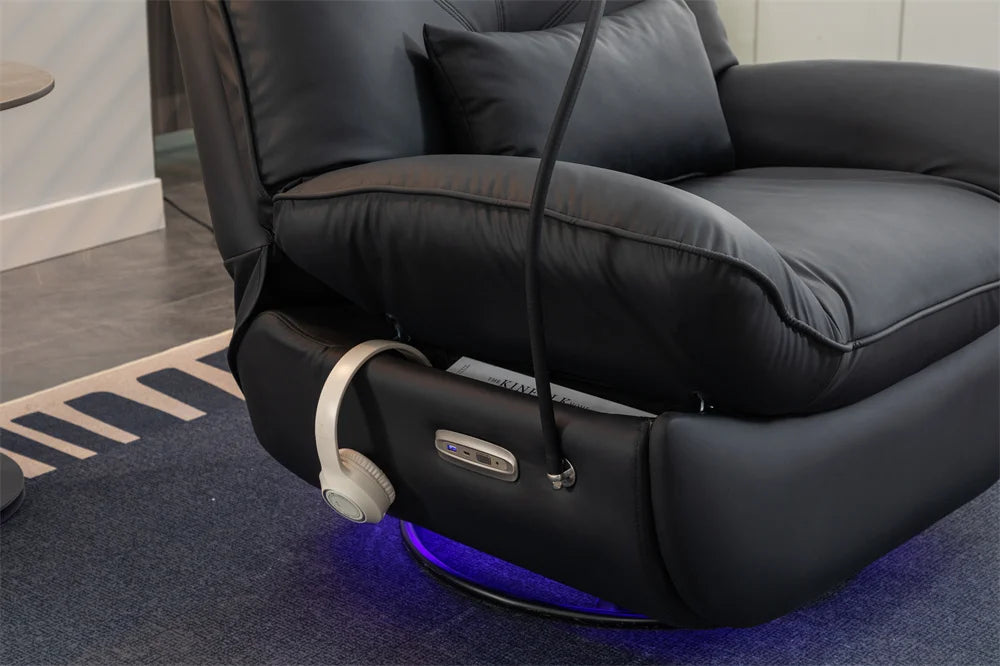 Smart Power Recliner Rocking Chair With LED Strap Swivel Glider Gaming Recliner Gaming Couch Sofa Chair Supplier For Office