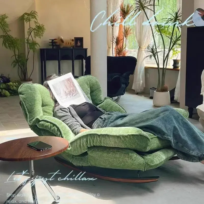 Stable Rocking chair Lazy sofa Adjustable folding single sofa chair Home leisure bedroom Balcony lunch break recliner