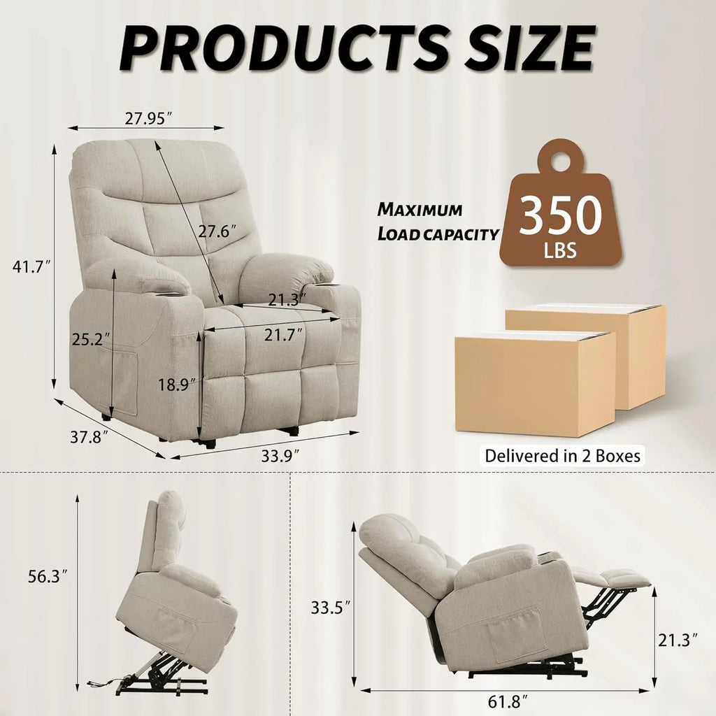Power Recliner Chair with Massage and Heating, Electric Recliner Chair for Elderly and Adults, Power Lift Recliner with Remote C