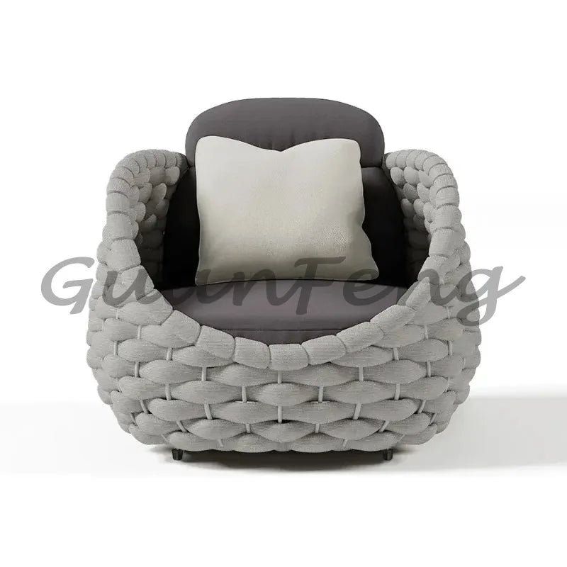 Outdoor Backyard Terrace Waterproof Cushion Comfort Rope Rattan Wicker Weave Patio Furniture Handwoven Set Garden Sofas