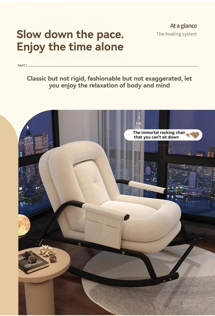 ASwinging Chair, Lounge Chair, Adults Can Sleep, Creamy Style Dog House Rocking Chair, Single Lazy Person, Home Small Sofa
