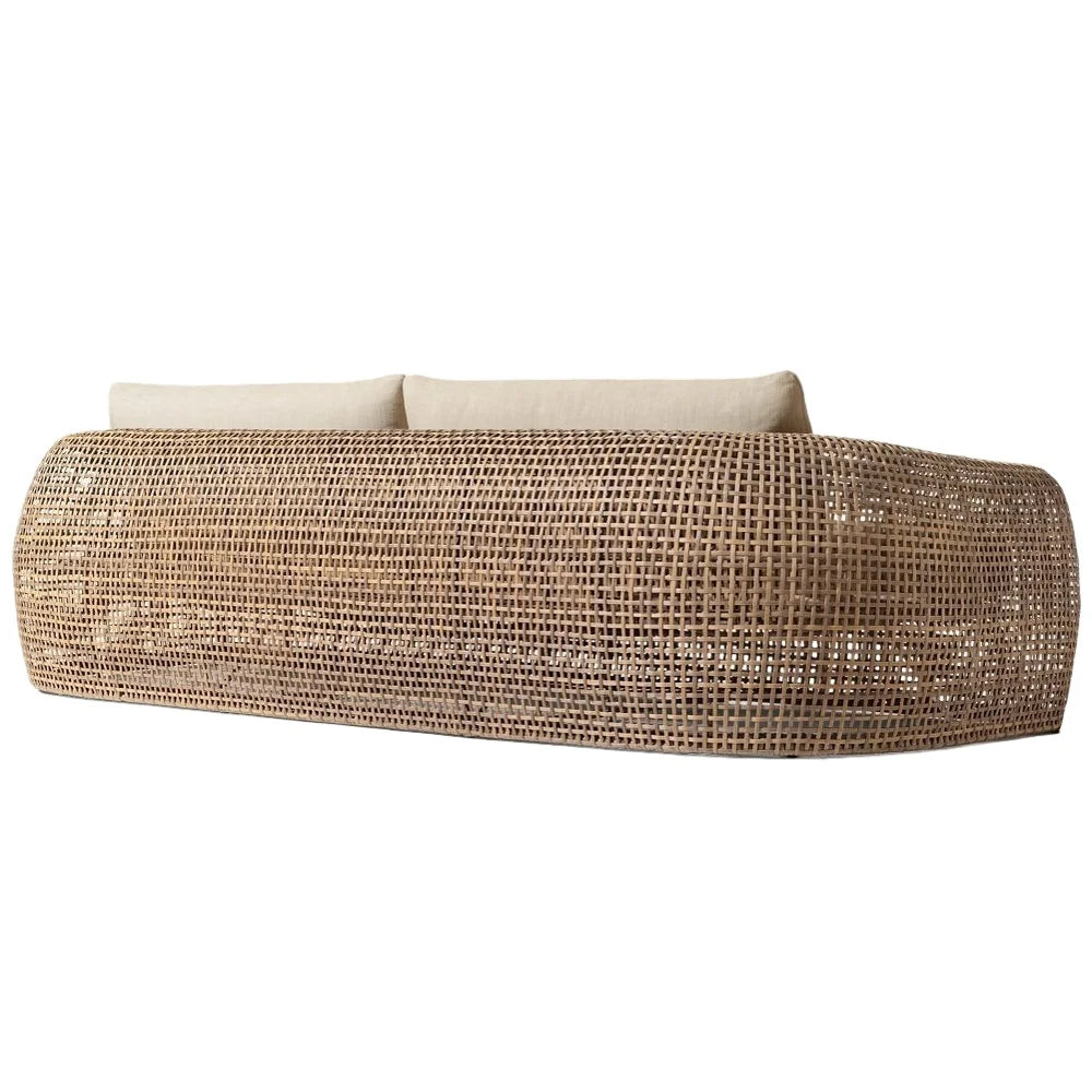 Modern Stylish PE Rattan Sofa Natural Wood Finish High-End Outdoor Patio Furniture Sets for Hotels Villas