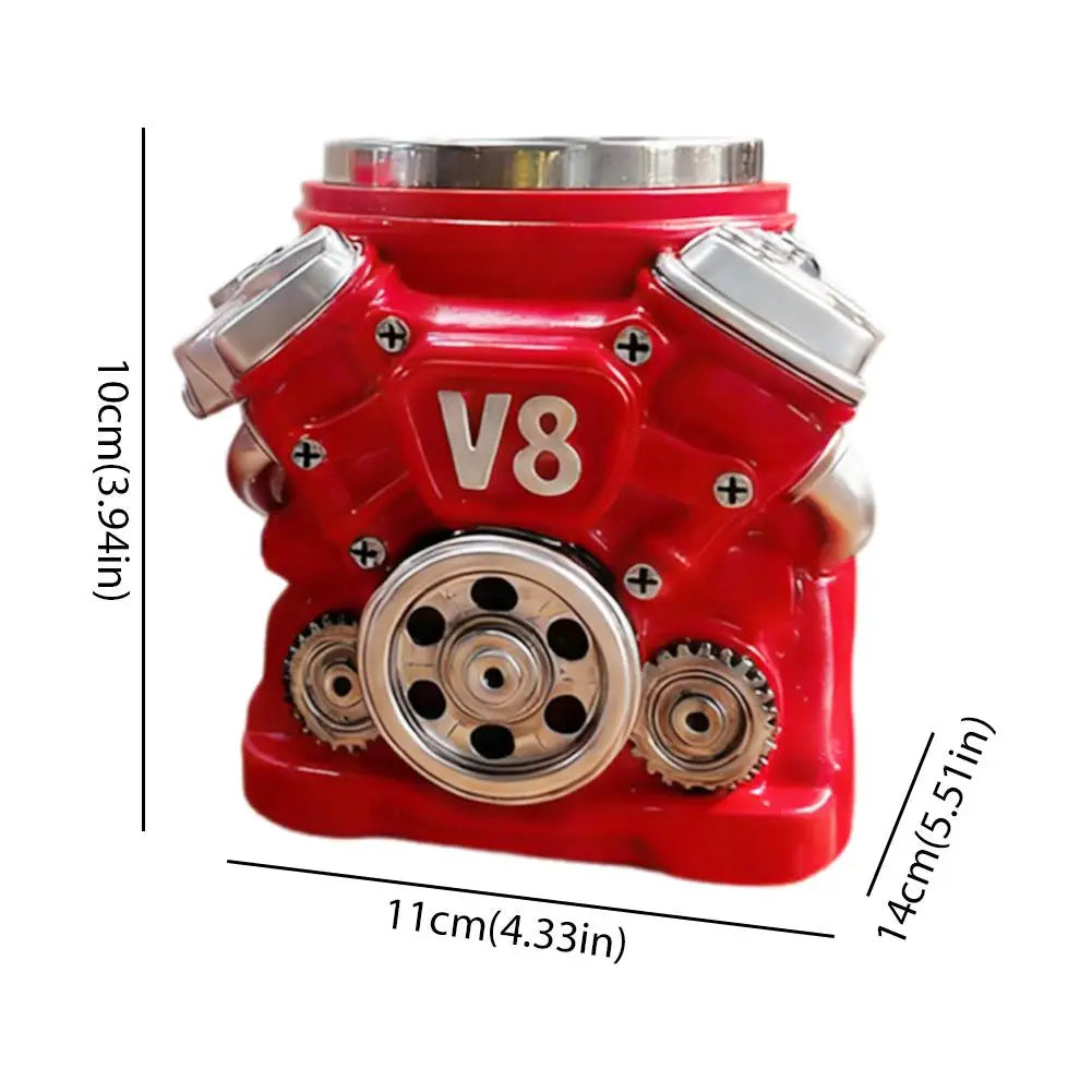 Retro V8 Engines Cup Personalized V6/V8 Coffee Mug Resin Crafts Perfect Gift for Car Lovers Mechanics Birthday Christmas