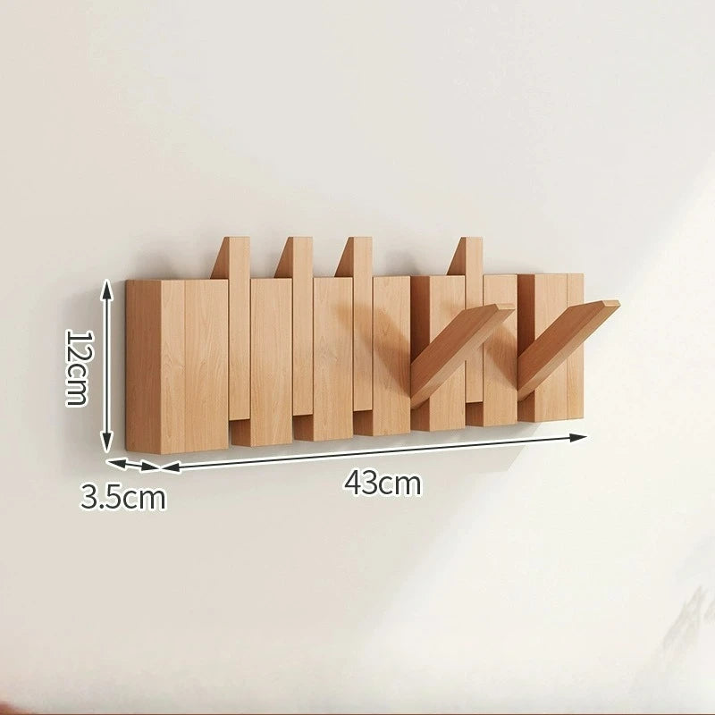 Light Luxury Living Room Wall Clothes Rack Wall-mounted Clothes Hanger Solid Wood Shelves Storage Home Organization and Storage