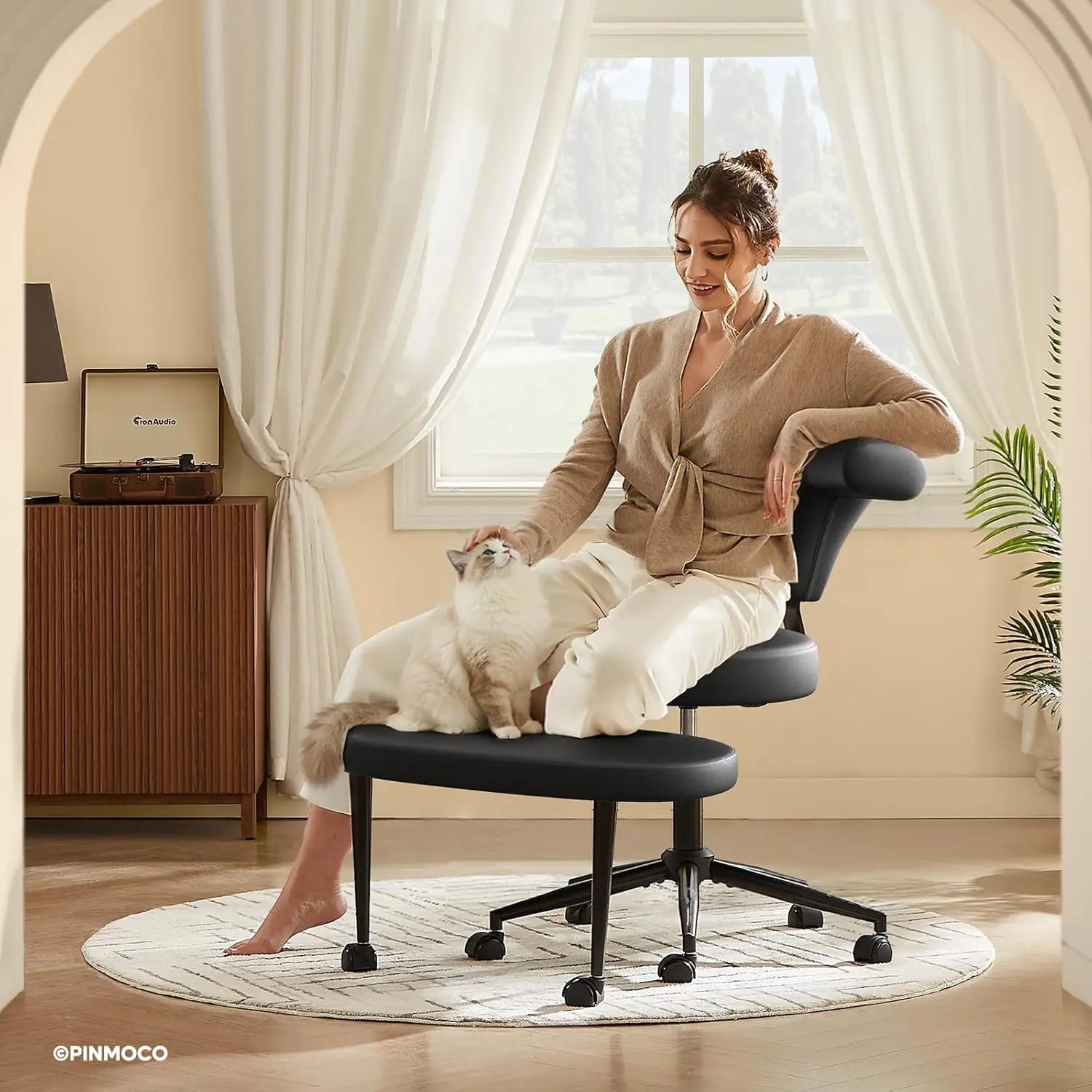 Ergonomic Cross Legged Office Chair Extra Wide for ADHD and Meditation, Kneeling Chair with 360° Swivel Wheels and, Custom