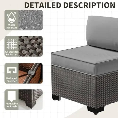 8 Pieces Patio Furniture Set with Fire Pit Table, All Weather Rattan Outdoor Furniture with 29.5'' High Backrest 4’’