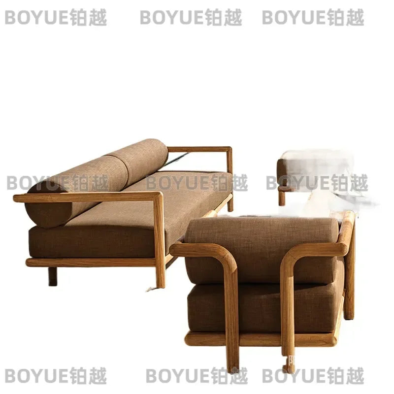 Teak Wood Outdoor Sofa Set Garden Patio Furniture Villa Terrace Long Table Solid Wood Courtyard Homestay Hotel Decor