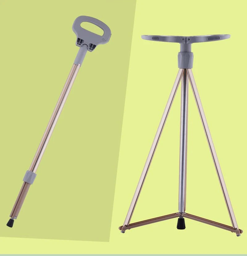NEW Multifunctional hiking stick Lightweight folding walking stick chair telescopic climbing stick  walking cane equipment