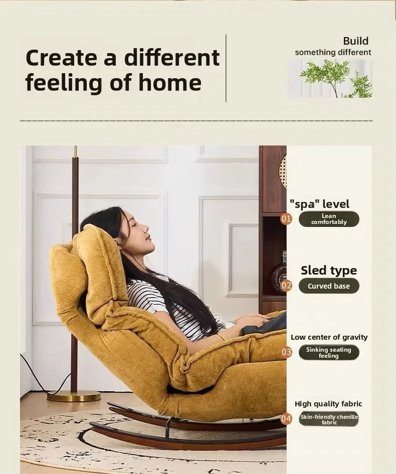 Stable Rocking chair Lazy sofa Adjustable folding single sofa chair Home leisure bedroom Balcony lunch break recliner