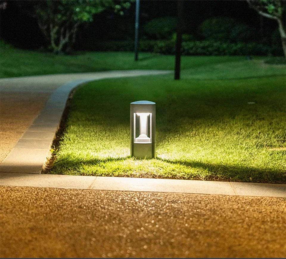 LED Bollard Landscape Light Outdoor Black Garden Pathway Lighting Fixtures Floor Lawn Lamp for Pillar Driveway Patio Yard Decora