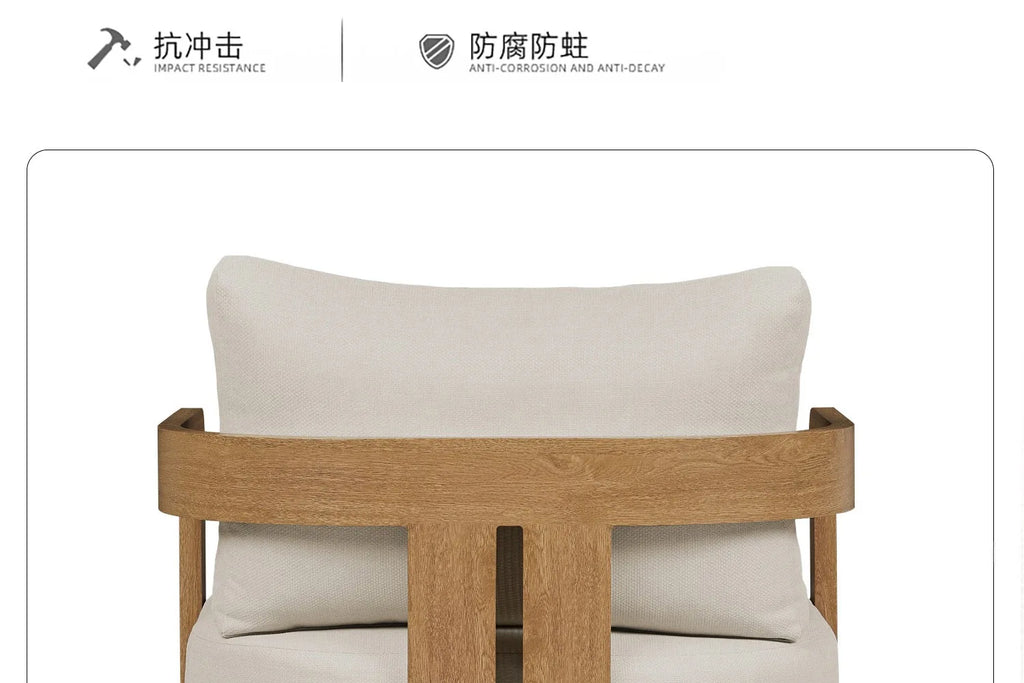 Outdoor Sofa, Teak Wood, Leisure, Waterproof, Sun-Resistant, Suitable For Villas, Courtyards, Hotels, Guesthouses, Balconies, An