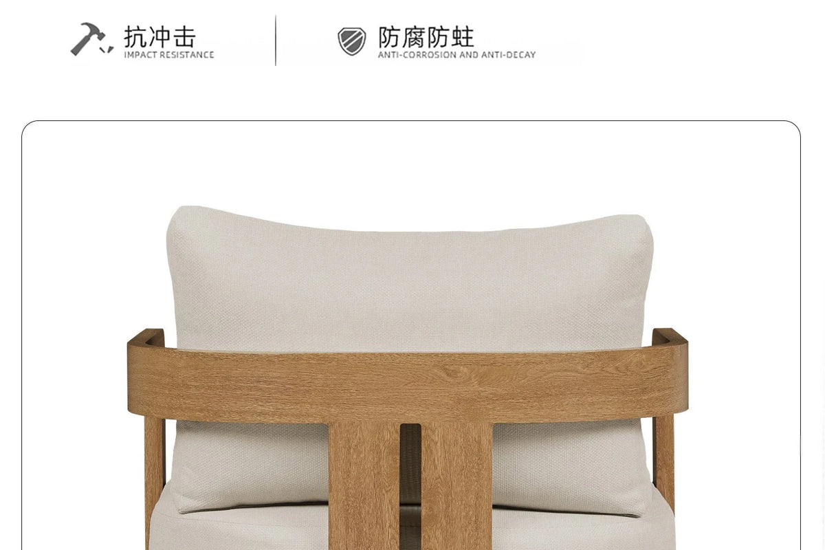 Outdoor Sofa, Teak Wood, Leisure, Waterproof, Sun-Resistant, Suitable For Villas, Courtyards, Hotels, Guesthouses, Balconies, An