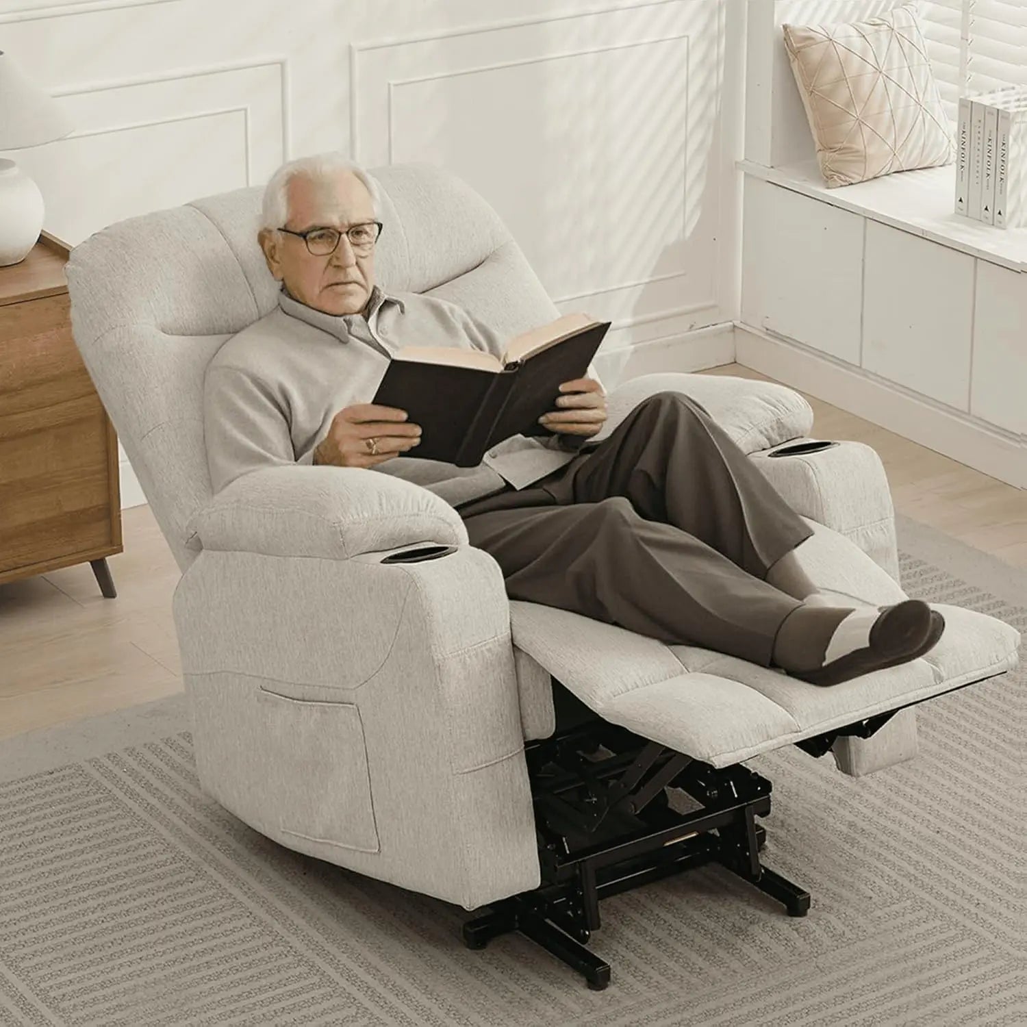 Power Recliner Chair with Massage and Heating, Electric Recliner Chair for Elderly and Adults, Power Lift Recliner with Remote C