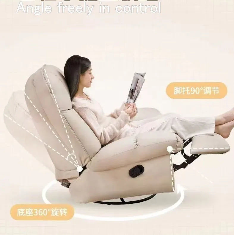 Flannel Fabric Manual Recliner Comfortable Rotating Massage Chair for Home Living Room Bedroom Hotel School Swivel Rocking