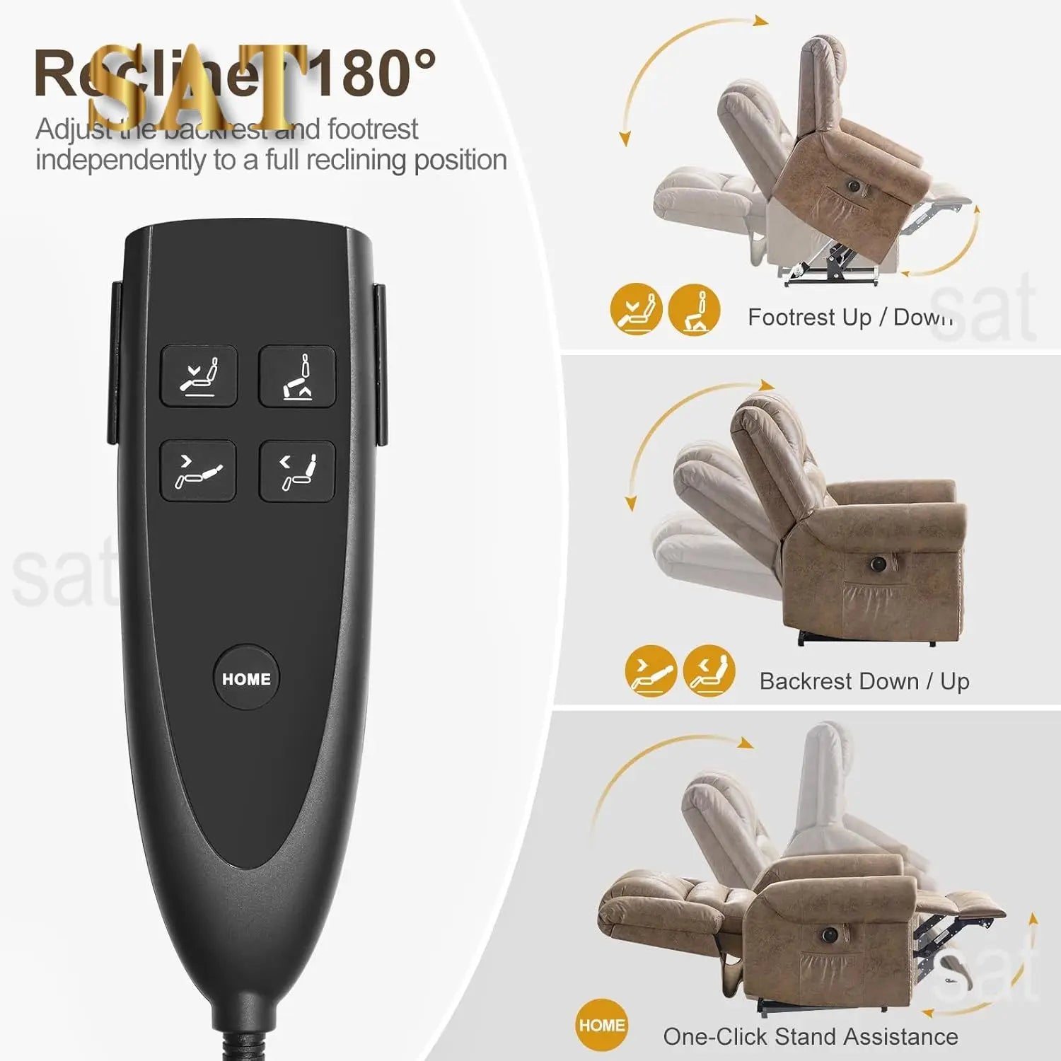 Dual Motor Lay Flat Power Lift Recliner Chair for Elderly, Breathable Leather Large Infinite Position Electric Chairs