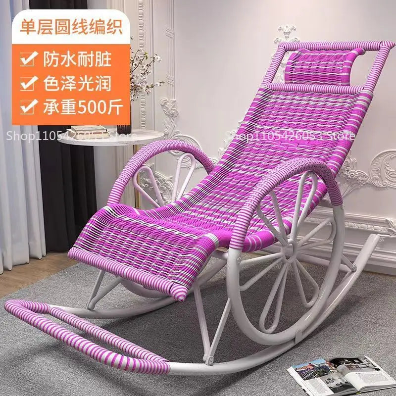 Rocking chair rattan chair adult nap recliner living room balcony lazy chair small rocking elderly leisure rocking