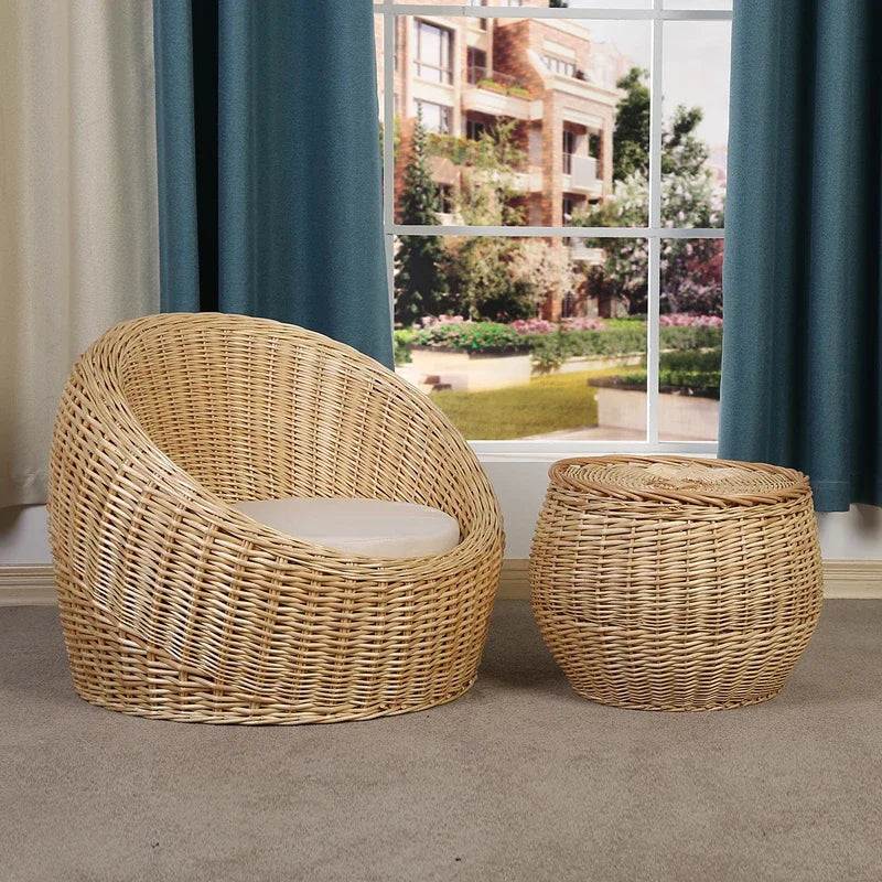Modern Rattan Lazy Garden Sofa Chair Set Outdoor Patio Balcony Terrace Furniture Wicker Tatami Leisure Coffee Table Indoor