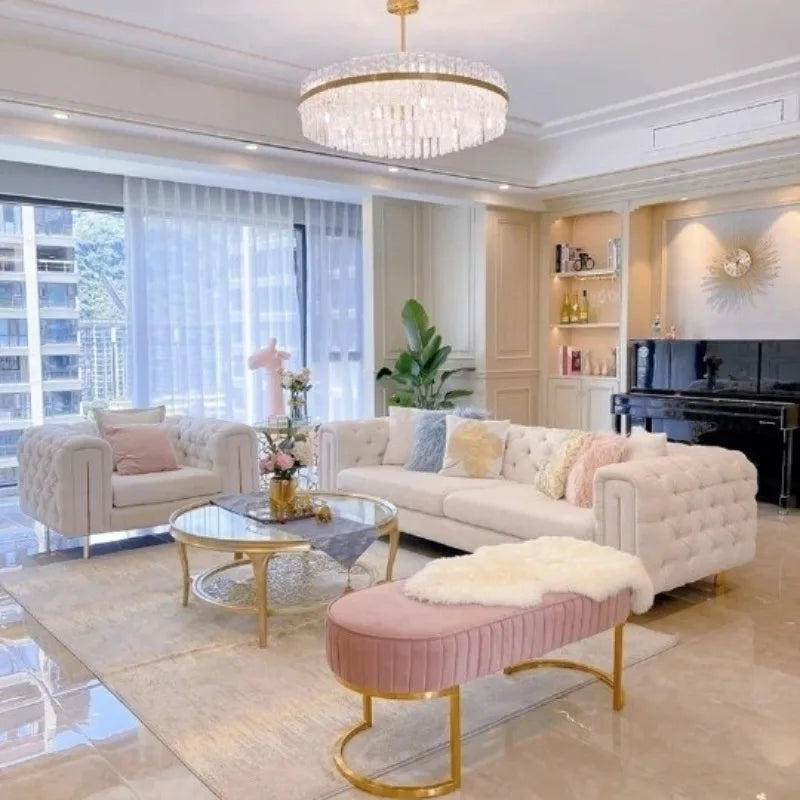 American light luxury French cream wind technology cloth sofa living room small apartment three-person combination modern simple