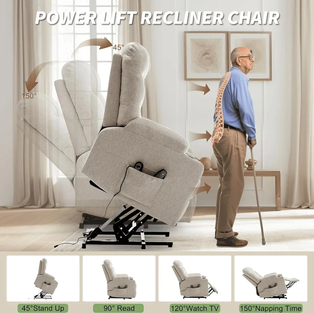 Power Recliner Chair with Massage and Heating, Electric Recliner Chair for Elderly and Adults, Power Lift Recliner with Remote C
