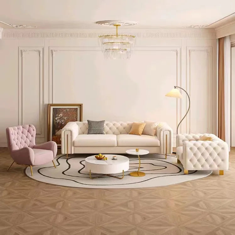 Light luxury fabric pull-button sofa, living room modern minimalist small apartment velle high-back tiger chair furniture