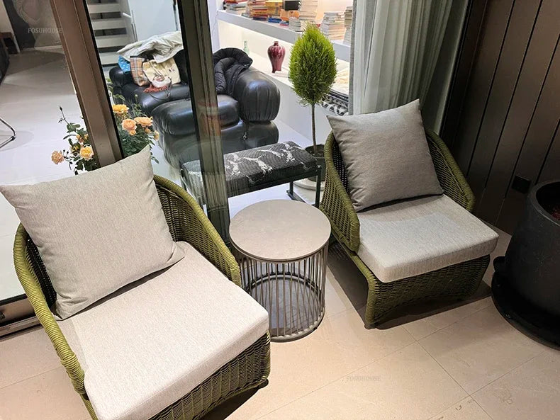 Nordic Rattan Garden Sofas for Model Light Luxury Household Outdoor Furniture for Garden House Backrest Soft Bag Leisure Sofa