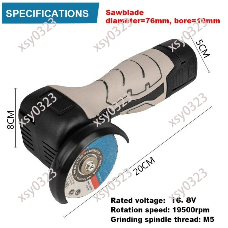 16.8V Cordless Angle Grinder Portable Lithium Battery Polishing Cutting Power Tool