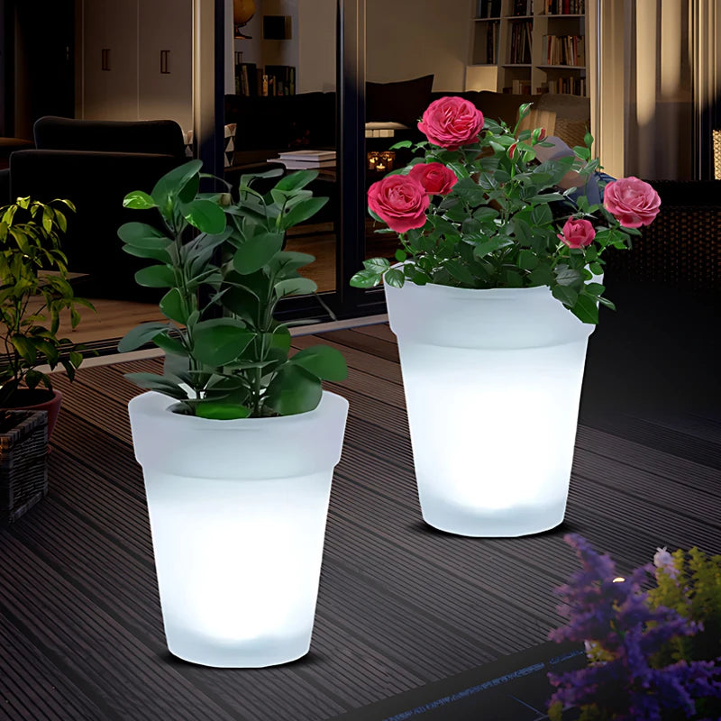 Outdoor Solar LED Flower Pot Light Glowing Planter Pot Light Light Up Plant Pot Artificial Bucket for Flowerpot Light Vase Decor