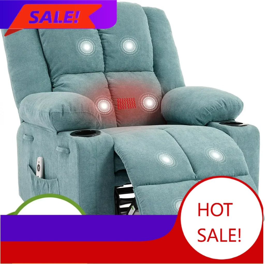 BestsellerBestsellerManual Recliner Chair with Heating & Massage,Ergonomic Overstuffed Breathable Fabric Reclining Chair with Si
