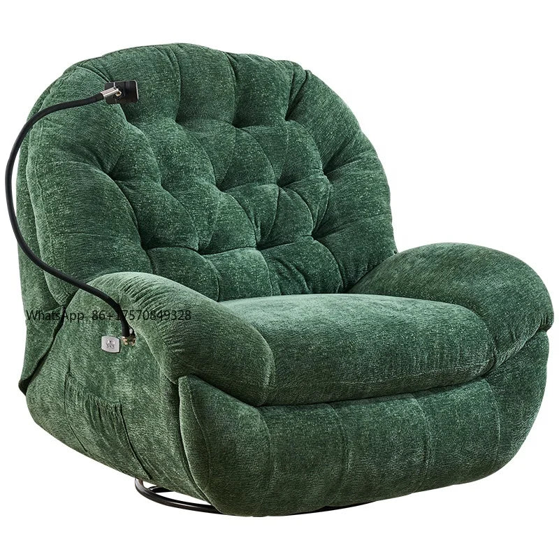 Functional Retractable Adjustable Chair Back Reclining Velvet Rocking Accent Swivel Microfiber Fabric Living Room Armchair