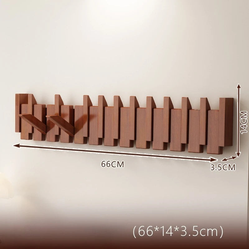 Piano Key Coat Rack Solid Wood Clothing Storage Racks Wall Mounted Clothes Organizer Hanger Entrance Hall Home Furnitures