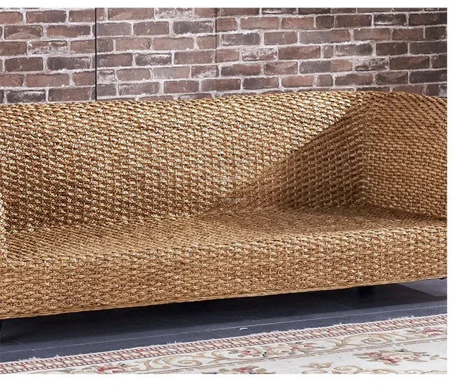 Nordic Retro Rattan Outdoor Garden Sofas Living Room Sofa Coffee Table Combination Home Furniture Leisure Homestay Sofa Chair