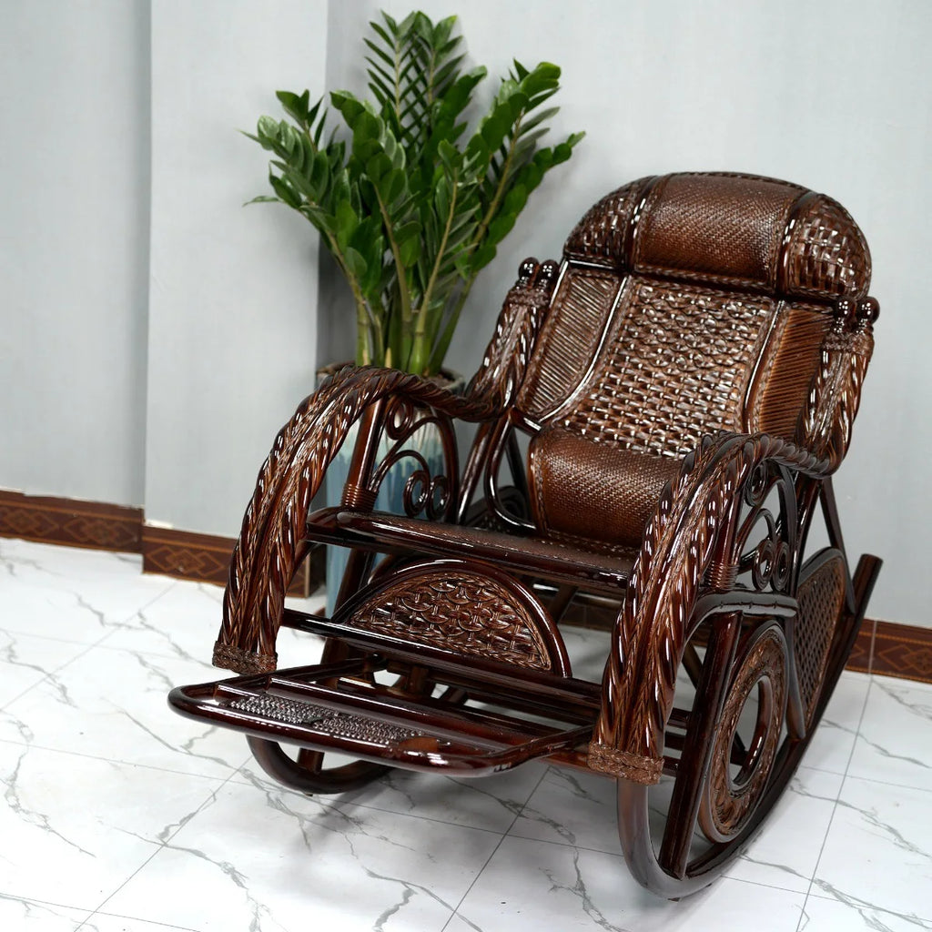 Manufacturer Supplies Real Rattan Rocking Chairs for Adults and Elderly for Bedroom Balcony Leisure Home Nap Furniture