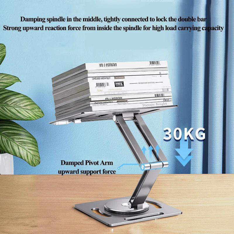 Oatsbasf 360 Rotable Aluminium Laptop Stand Height Angle Adjustment Tablet Desktop Holder Multifunctional Reading Book Bracket
