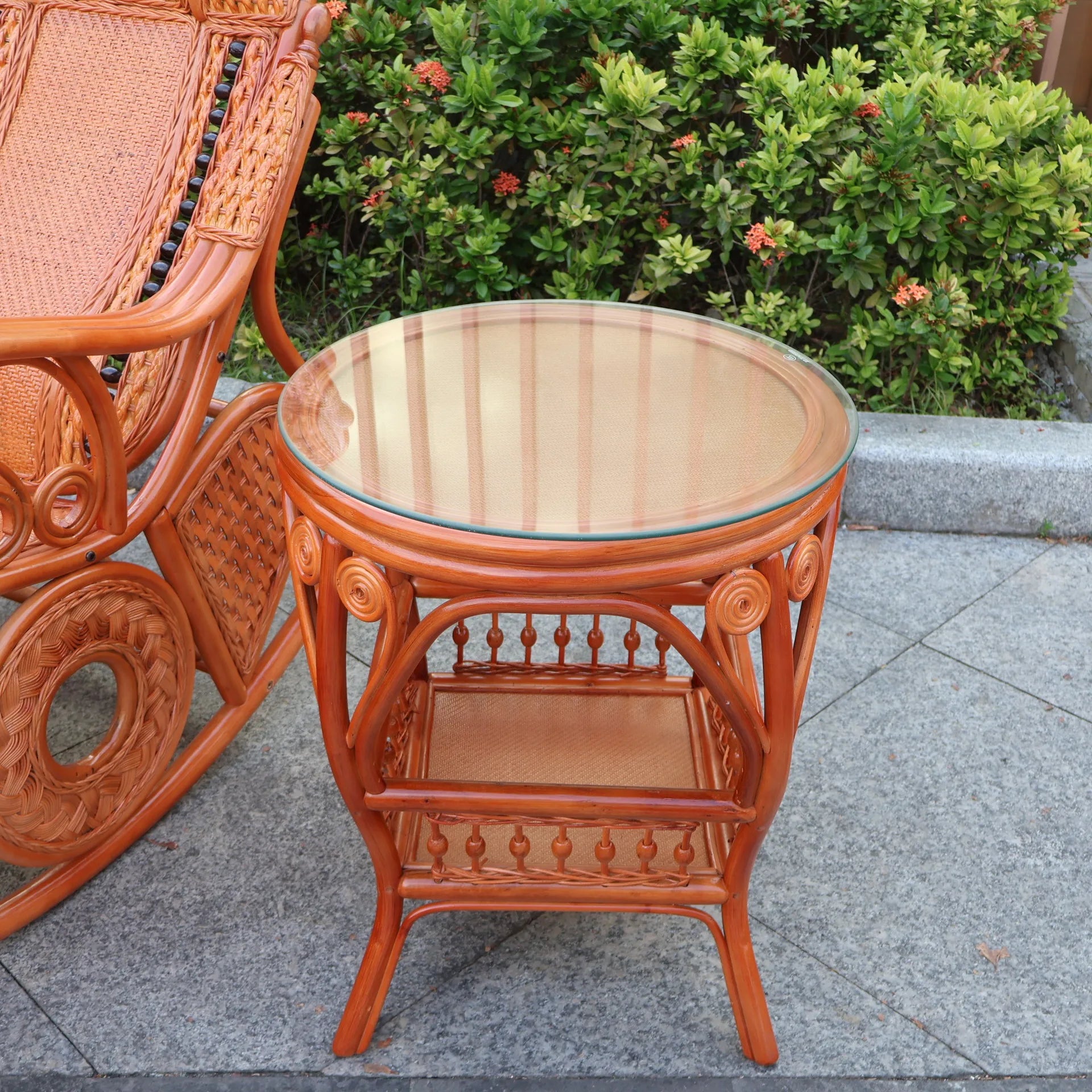 Natural rattan rocking chair sofa recliner lazy adult elderly chair living room