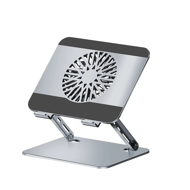 360-Degree Rotatable Carbon Steel Laptop Folding Stand Tablet Desktop Height Adjustable Fan Cooling