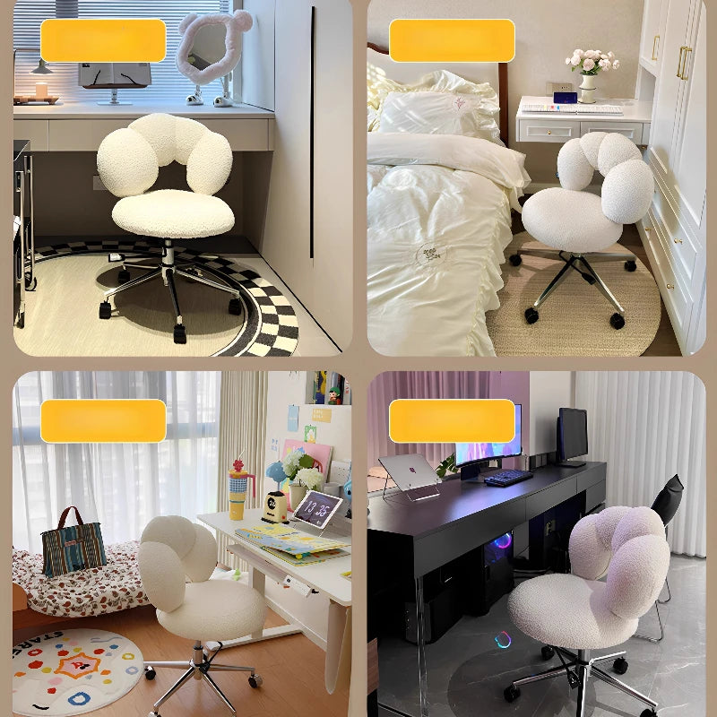 Cream Wind Living Room Chairs Furniture Dressing Stool Rotatable Chair Lamb Wool Small Internet Celebrity Stool Computer Stool