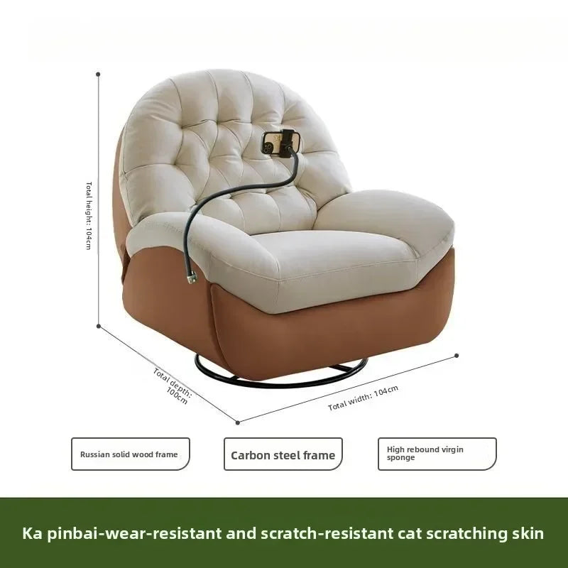 LZ X LazySofa Single Recliner Electric Space Capsule Rocking Chair Eco-Leather Lounge Living Room Suitable Sitting Reclining Sle