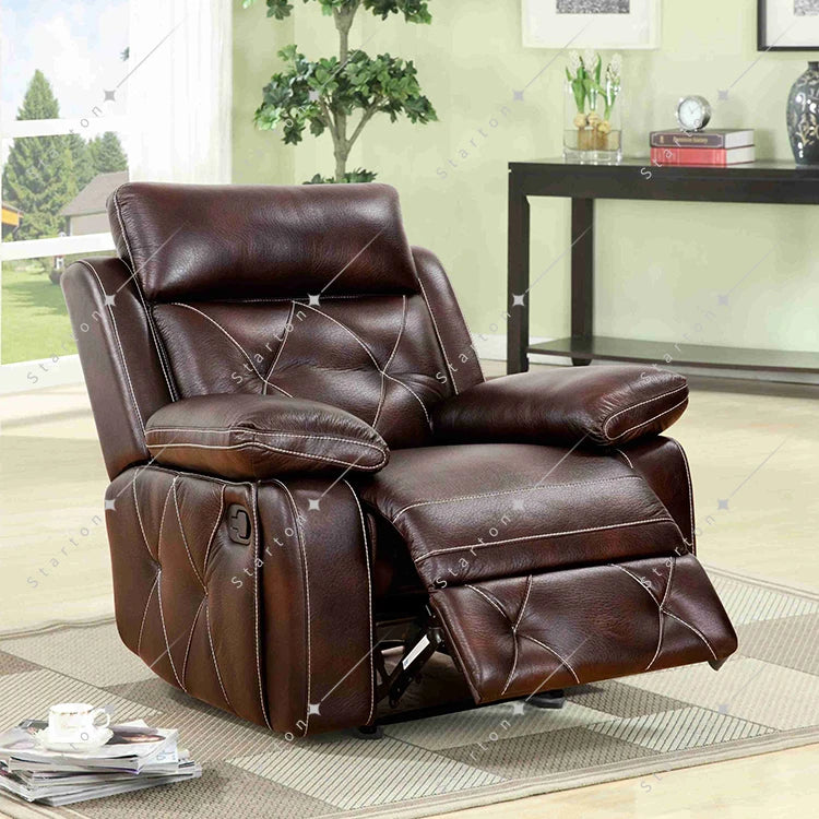 Modern Brown Genuine Leather Electric Recliner Sofa Set Living Room Furniture with Theater Sectional for Hotel or Home Use