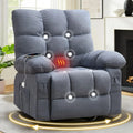 Swivel Rocker Recliner Chair with Vibration Massage Heat USB Port Side Pocket for Living Room, Customized