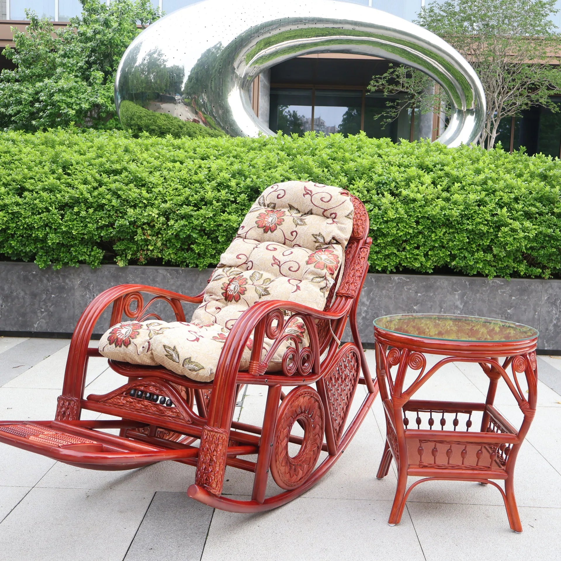 Natural rattan rocking chair sofa recliner lazy adult elderly chair living room