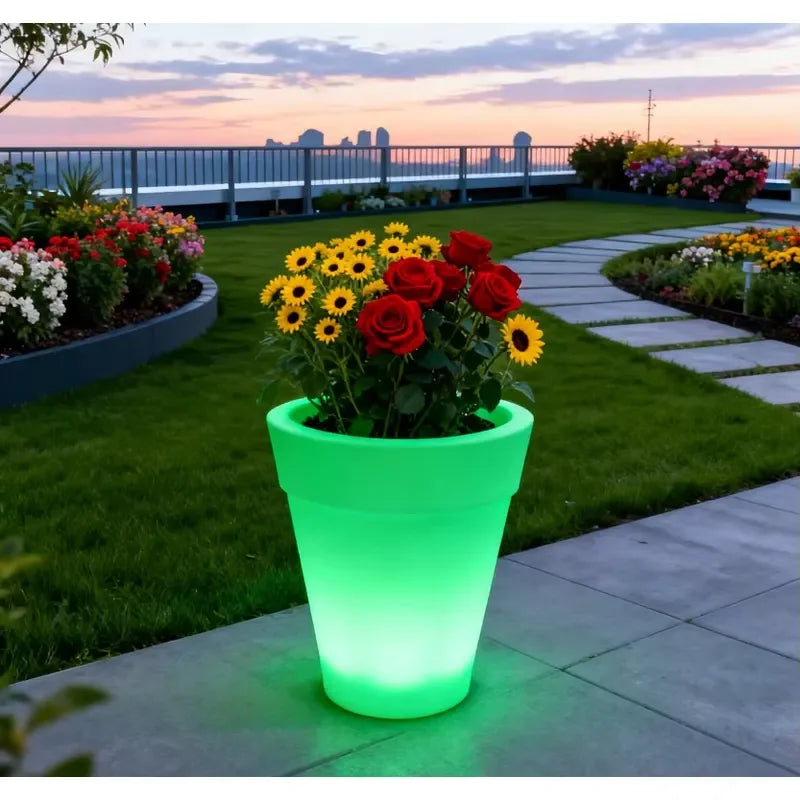 IP68 Waterproof Eco-Friendly Home Remote Control LED Garden Plant Containers Cool Flower Pots & Planters