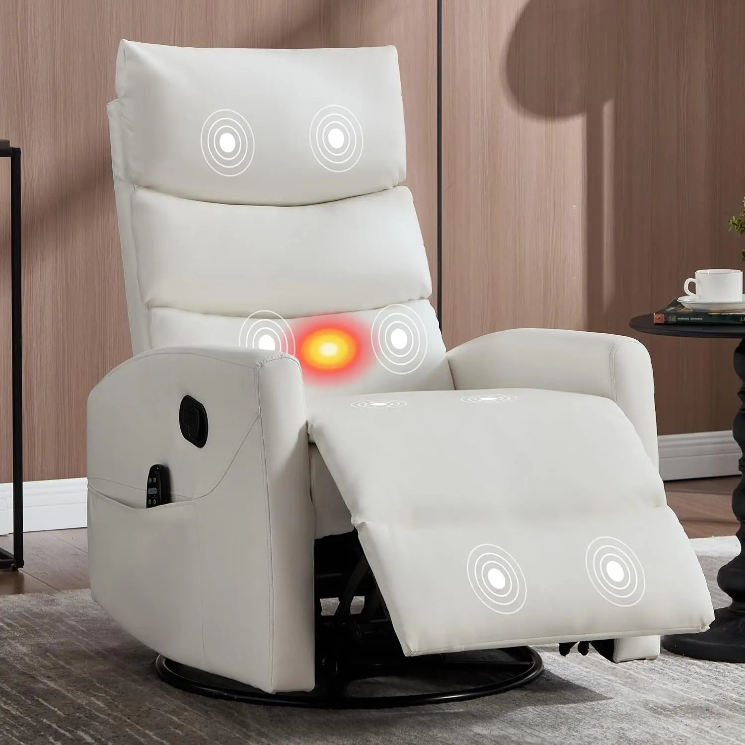 Manual Swivel Rocker Recliner Chair for Adults, Overstuffed Reclining Glider Chair for Nursing with Vibration Massage &, Custom